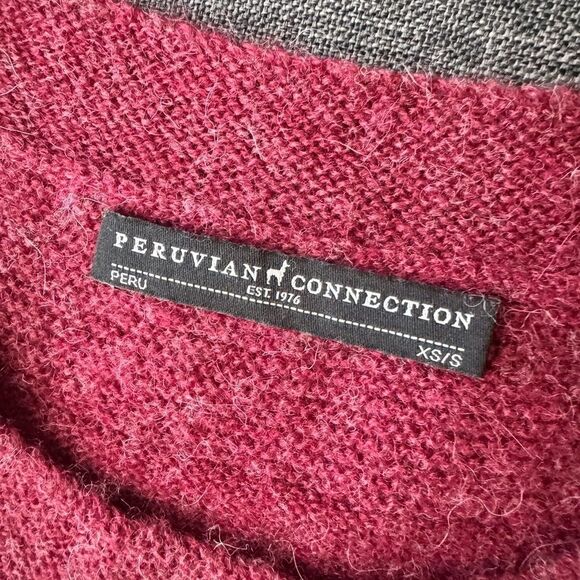 PERUVIAN CONNECTION Women's Alpaca Burgundy Sweater Sz XS/S - Picture 9 of 14